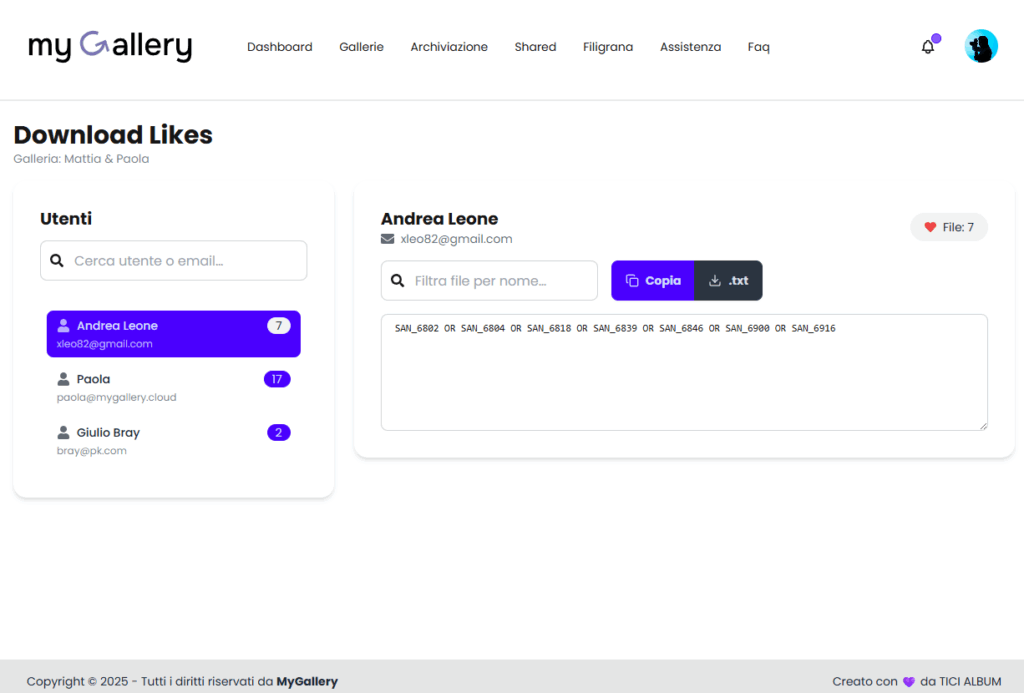 scarica elenco selezionati