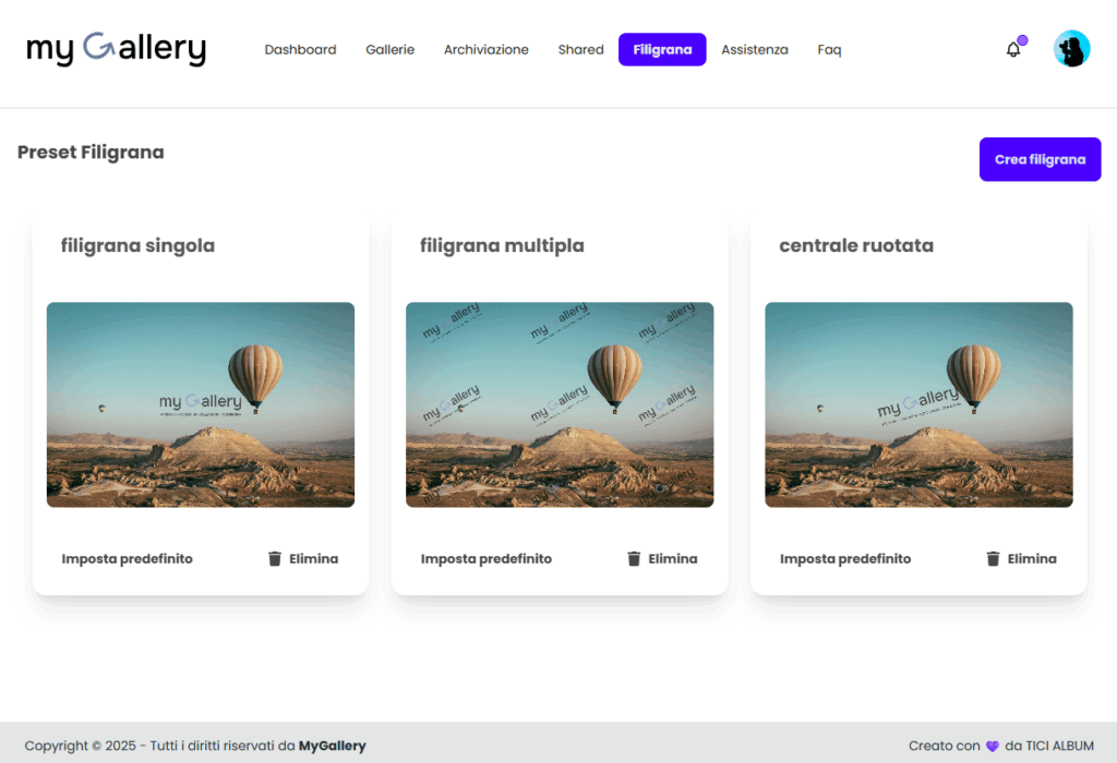 protezione foto con filigrana