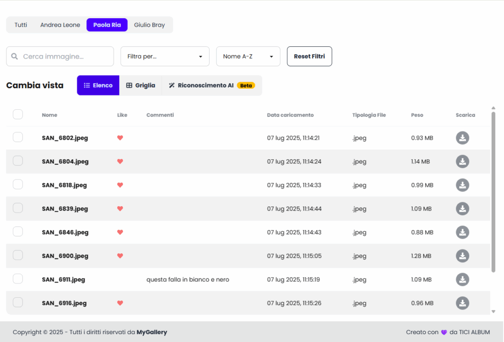 gallerie multiutente